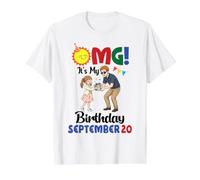 Dios mío, es mi cumpleaños en septiembre 20 Feliz con papá Hija Camiseta gráfica económica, Hombre, Blanco, XL