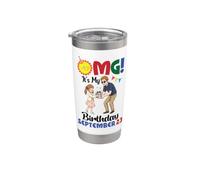Dios mío, es mi cumpleaños en septiembre 23 Feliz con papá hija Vaso térmico de acero inoxidable de doble pared