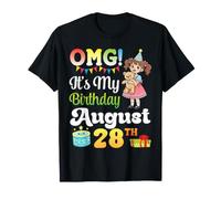 Dios mío, es mi cumpleaños, nací el 28 de Agosto, Linda Chica Presenta Regalos Camiseta