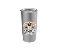 Dios no ama los bíceps pequeños Funny Swole Jesús Gimnasio Humor Vaso térmico de acero inoxidable de doble pared