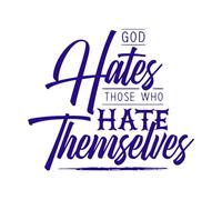 Dios odia a quienes se odian a sí mismos Citas inspiradoras de Dios Calcomanías de pared de PVC 65.6x77.1cm Impermeable Azul oscuro