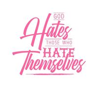 Dios odia a quienes se odian a sí mismos Citas inspiradoras de Dios Pegatinas de pared de papel adhesivo 65.6x77.1cm Incluye kit de película de transferencia Rosa