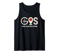 Dios por Favor Dirige Cristiano GPS Fe Navegación Religioso Camiseta sin Mangas