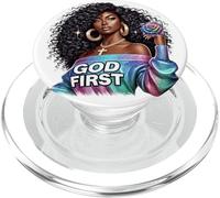Dios Primero Mujeres cristianas Negras melanina Sista PopSockets PopGrip para MagSafe