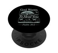 Dios Quiere Sanarte Salmo 30:2 Culto de fe Cristiana PopSockets PopGrip Adhesivo
