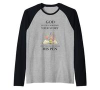 Dios Sigue escribiendo Historia Cristiana inspiradora Esperanza fe Camiseta Manga Raglan
