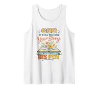 Dios Sigue escribiendo Historia Su Pluma motivación Espiritual Confianza Camiseta sin Mangas