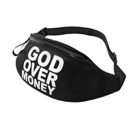 Dios Sobre El Dinero Bolso De Cintura Regulable Bolso Bandolera Moda Dinero Para Hombre Aire Libre Turismo 14X35Cm