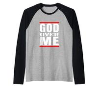 Dios sobre Mí Cristiano Hip Hop Fe Cristo Es Rey Jesús Camiseta Manga Raglan