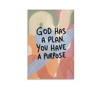 Dios tiene plan tienes propósito, cita motivacional abstracta cristiana para pared, lienzo, impresiones en lienzo, póster para sala de estar, dormitorio, baño, oficina, decoración del hogar, 20 x 30