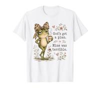 Dios Tiene un Plan Chica de la Iglesia Divertida Christian Frog Faith Camiseta gráfica económica, Hombre, Blanco, L
