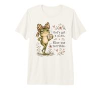Dios Tiene un Plan Chica de la Iglesia Divertida Christian Frog Faith Camiseta Premium