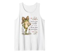 Dios Tiene un Plan Chica de la Iglesia Divertida Christian Frog Faith Camiseta sin Mangas