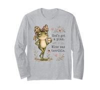 Dios Tiene un Plan Chica de la Iglesia Divertida Christian Frog Faith Manga Larga