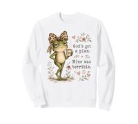Dios Tiene un Plan Chica de la Iglesia Divertida Christian Frog Faith Sudadera