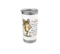 Dios tiene un plan Chica de la iglesia divertida Christian Frog Faith Vaso térmico de acero inoxidable de doble pared