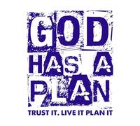 Dios tiene un plan de diseño cristiano Calcomanías de pared de PVC 49.2x59.6cm Autoadhesivo Azul oscuro