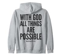 Dios Todas Las Cosas Son posibles Mateo 19:26 Versículo de la Biblia Sudadera con Capucha