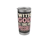 Dios Todas las cosas son posibles Mateo 19:26 Versículo de la Biblia Vaso térmico de acero inoxidable de doble pared
