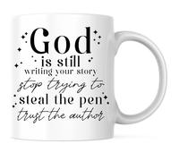 Dios Todavía Está Escribiendo Tu Historia Tazas De Cerámica Con Asa Taza Chic Tazas De Desayuno Para Oficina Bebidas Frías Y Calientes Hogar 330Ml