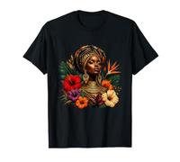 Diosa Africana Reina afrocéntrica Flores Tropicales Camiseta