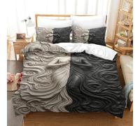 Diosa Blanca y Negra Edredón Impreso En 3D con Funda De Almohada 3 Piezas De Ropa De Cama con Cremallera Oculta Microfibra Muy Agradable Super King（260x220cm）