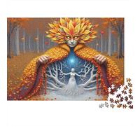 Diosa Bosque Otoño Rompecabezas Grueso 1000 Piezas Adultos Hojas Bosque Árbol Mágico Mujer Premium Resistente Vibrante Desafiante Difícil Alivio Estrés 70x50cm/1000pcs