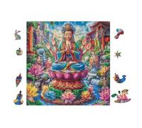 Diosa con Flor de Loto Puzzle 100 Piezas Papel Principiantes Agilidad Mental Actividad Hacer En Grupo Colgar Pared Detalle Cumpleaños 28x28cm