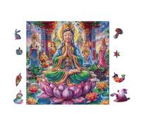 Diosa con Flor de Loto Rompecabezas 100 Piezas Cartón para Toda La Familia Tiempo Libre Entretenimiento Sin Pantalla 28x28cm