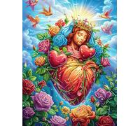 Diosa del corazón con Flores Rompecabezas 500 Piezas Cartón Resistente para Mayores Mejora Atención Entrenamiento Memoria Diversión Grupal Detalle De Regalo 500 PCS