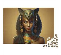 Diosa Egipcia Rompecabezas de 1000 Piezas para Adultos Bastet Diosa Gato Egipcia Premium Grueso Resistente Vibrante Desafiante Duro Alivio del Estrés Regalo Familiar 70x50cm/1000pcs