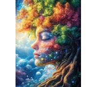 Diosa espíritu del árbol en Bosque mágico Puzzles 500 Piezas Obra De Arte Abstracta Rompecabezas para Adultos Decoración Hogar Moderno DIY Creativo Desafío 500 PCS