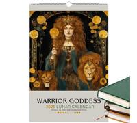 Diosa guerrera 2025 Calendario de fase lunar, Diosa Oscura 2025, calendario de fase lunar, calendario de pared negro con calendario lunar, calendario gótico Pagan Home Decor para los amantes de la