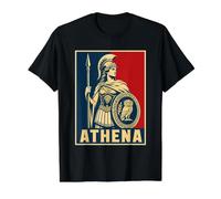 Diosa guerrera Griega Antigua Athena Búho de la Sabiduría Camiseta gráfica económica, Hombre, Negro, S