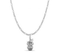 Diosa Maa Lalitha Parameswari - Colgante de cadena (colgante con cadena Figaro) para hombres y mujeres de plata pura Lord Ma Lalita Sahasranamam Tripura Sundari cadena medallón para buena salud y