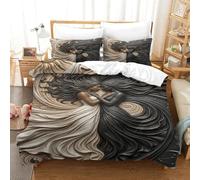 Diosa Sol-Luna Yin-Yang Edredón Impreso En 3D con Funda De Almohada Juego De 3 Piezas De Ropa De Cama con Cremallera Oculta Microfibra Muy Suave Super King（260x220cm）