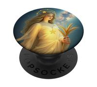 Diosa Virgo Celestial en Golden Starlight PopSockets PopGrip Adhesivo