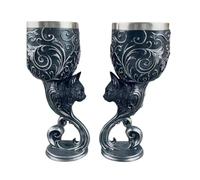 DIOSDMLN 2 piezas de copas de vino de mediados de siglo, una copa de cáliz de acero inoxidable para pareja para decoración de fiesta