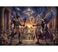 Dioses del Sol egipcios Ra y Anubis Puzzle 1000 Piezas Adultos Y Niños,Desafío,Regalo Ideal,Rompecabezas,Premium,Cartón,Deco Pared,14 Años+,Anti-estrés,Relax,Reto,Educativo 38x26cm