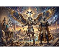 Dioses del Sol egipcios Ra y Anubis Puzzle 1000 Piezas Adultos Y Niños,Premium,Desafío,Regalo Ideal,Relax,Deco Pared,Reto,Cartón,14 Años+,Anti-estrés,Educativo,Rompecabezas 52x38cm