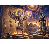 Dioses del Sol egipcios Ra y Anubis Puzzle 1000 Piezas Adultos Y Niños,Regalo Ideal,Premium,Cartón,Anti-estrés,Deco Pared,Rompecabezas,14 Años+,Relax,Desafío,Reto,Educativo 70x50cm