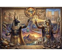 Dioses del Sol egipcios Ra y Anubis Puzzle De Madera 1000 Piezas Adultos Y Niños,14 Años+,Deco Pared,Regalo Ideal,Rompecabezas,Madera,Anti-estrés,Relax,Desafío,Reto,Educativo (75x50cm)