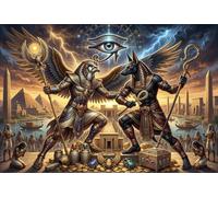 Dioses del Sol egipcios Ra y Anubis Puzzle De Madera 1000 Piezas Adultos Y Niños,Anti-estrés,Reto,Rompecabezas,Deco Pared,Regalo Ideal,14 Años+,Relax,Desafío,Madera,Educativo (75x50cm)