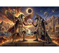 Dioses egipcios Anubis y Thot Puzzle De Madera 1000 Piezas Adultos Y Niños,14 Años+,Deco Pared,Anti-estrés,Desafío,Madera,Regalo Ideal,Rompecabezas,Relax,Reto,Educativo (75x50cm)