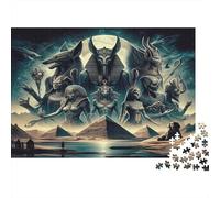 Dioses egipcios Puzzle 1000 Piezas Papel Reciclado para Adultos Puzzle para Adultos Juego Familiar Divertido y desafiante Regalo Divertido para casa Excelente Idea de Regalo 38x26cm/1000pcs
