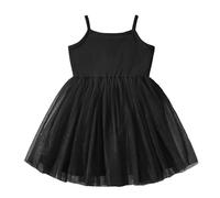 Dioshark Niña Vestido de Tirantes Negro Sin Mangas Algodón Verano Vestidos Tul Infantil A-Line Swing Vestido de Tutú Casual Elegante Ropa Princesa Fiesta Ceremonia para Niñas 4-5 Años