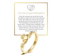 DIOWUS Anillo de abrazo con texto en inglés «To My Granddaughter», anillo ajustable de acero inoxidable con mensaje «Always With Always With You» para mujer, no se deslustra, regalo para ella