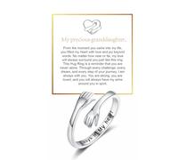 DIOWUS Anillo de abrazo con texto en inglés «To My Granddaughter», anillo ajustable de acero inoxidable con mensaje «Always With Always With You» para mujer, no se deslustra, regalo para ella