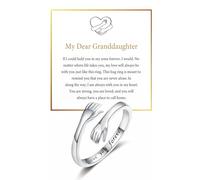 DIOWUS Anillo de abrazo con texto en inglés «To My Granddaughter», anillo ajustable de acero inoxidable con mensaje «Always With Always With You» para mujer, no se deslustra, regalo para ella