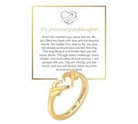 DIOWUS Anillo de abrazo con texto en inglés «To My Granddaughter», anillo ajustable de acero inoxidable con mensaje «Always With Always With You» para mujer, no se deslustra, regalo para ella